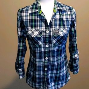 Women's flannel shirt w/ 3/4 length slv